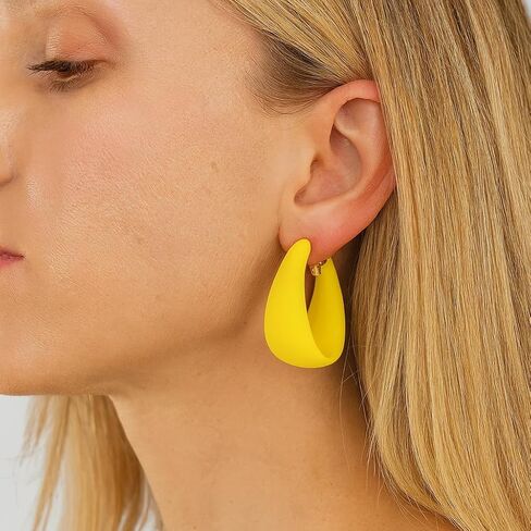 Chunky Clip on Hoop Earrings for Women, Detachable Statement Non Pierced Clips Vintage Retro Party Halloween Costumes Jewelry Gifts in Saudi Arabia