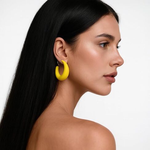 Chunky Clip on Hoop Earrings for Women, Detachable Statement Non Pierced Clips Vintage Retro Party Halloween Costumes Jewelry Gifts in Saudi Arabia