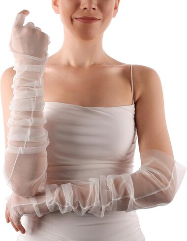 LIMELIA Bridal Wedding Gloves-Sheer Fingerless Elbow Length Tulle Gloves for Women, for Prom, Pageant, Party, Henna Night. in Saudi Arabia