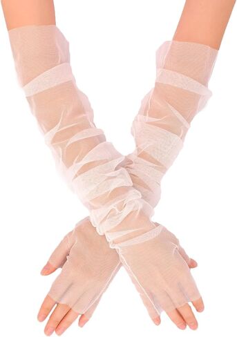 LIMELIA Bridal Wedding Gloves-Sheer Fingerless Elbow Length Tulle Gloves for Women, for Prom, Pageant, Party, Henna Night. in Saudi Arabia