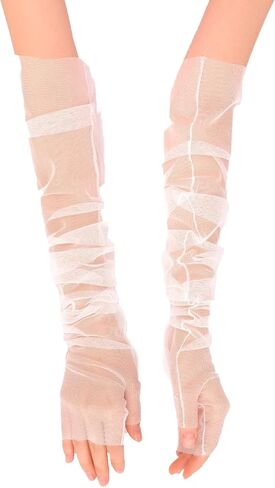 LIMELIA Bridal Wedding Gloves-Sheer Fingerless Elbow Length Tulle Gloves for Women, for Prom, Pageant, Party, Henna Night. in Saudi Arabia