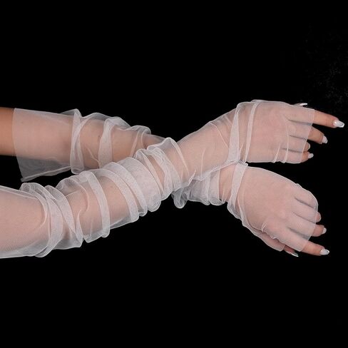 LIMELIA Bridal Wedding Gloves-Sheer Fingerless Elbow Length Tulle Gloves for Women, for Prom, Pageant, Party, Henna Night. in Saudi Arabia