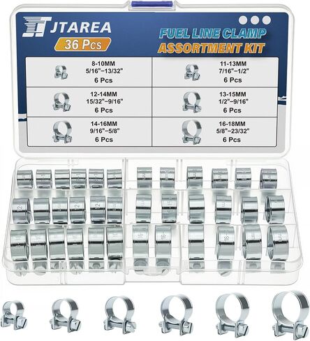 36pcs 8-18mm حقن الوقود بمشبكات خيار مجموعة التشجيع 6values ​​5/16 "-23/32" مشبك خطوط خط أنابيب مشبك لخط مقطع للسيارات لأنابيب وقود الديزل للسيارات in Kuwait