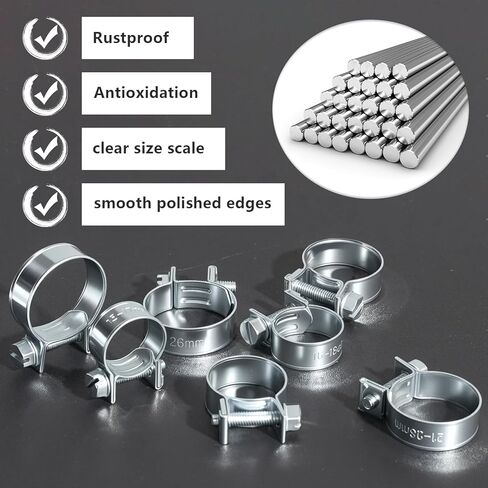 36pcs 8-18mm حقن الوقود بمشبكات خيار مجموعة التشجيع 6values ​​5/16 "-23/32" مشبك خطوط خط أنابيب مشبك لخط مقطع للسيارات لأنابيب وقود الديزل للسيارات in Kuwait