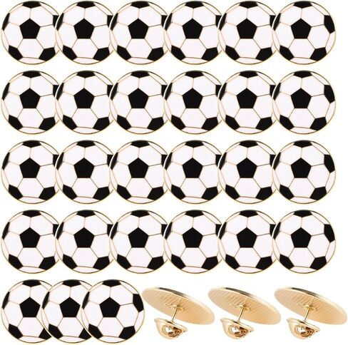 30 Pcs Sports Lapel Pins, Soccer Ball Enamel Pins, Football Metal Shirt Tie Brooches, Sports-themed Hat Charm Decorations for Backpack, Pin Presents for Ball Lovers, 0.98" in Saudi Arabia