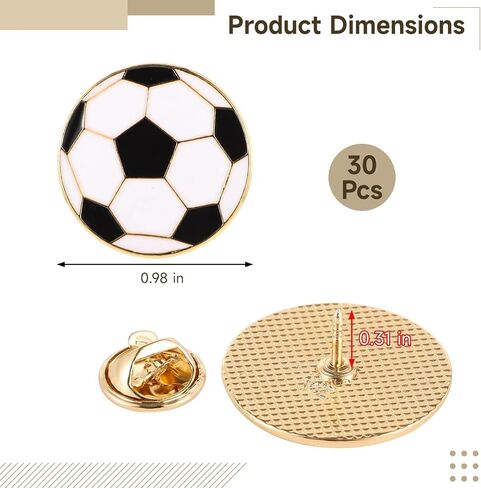 30 Pcs Sports Lapel Pins, Soccer Ball Enamel Pins, Football Metal Shirt Tie Brooches, Sports-themed Hat Charm Decorations for Backpack, Pin Presents for Ball Lovers, 0.98" in Saudi Arabia