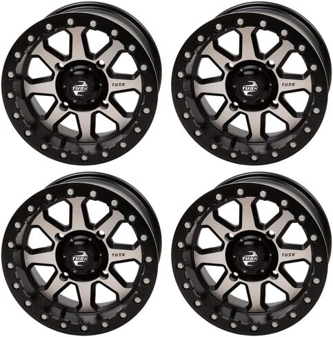 (4 Pack) 4/156 Tusk Uinta Beadlock Wheel 15x7 4.0 + 3.0 Machined/Black For Polaris RZR XP Turbo S 2018-2021 in Saudi Arabia