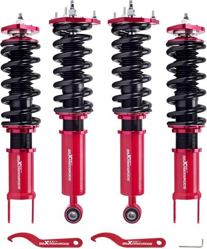 maXpeedingrods Coilovers for Nissan 370Z RWD 2009-2020, for Infiniti G37 RWD 2008-2015, 24 Levels Damper Adjustable Coilovers Suspension Kit, Height Adjustable Shock Absorber Strut, Lowering Kit, Red in Saudi Arabia