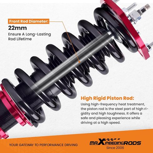 maXpeedingrods Coilovers for Nissan 370Z RWD 2009-2020, for Infiniti G37 RWD 2008-2015, 24 Levels Damper Adjustable Coilovers Suspension Kit, Height Adjustable Shock Absorber Strut, Lowering Kit, Red in Saudi Arabia