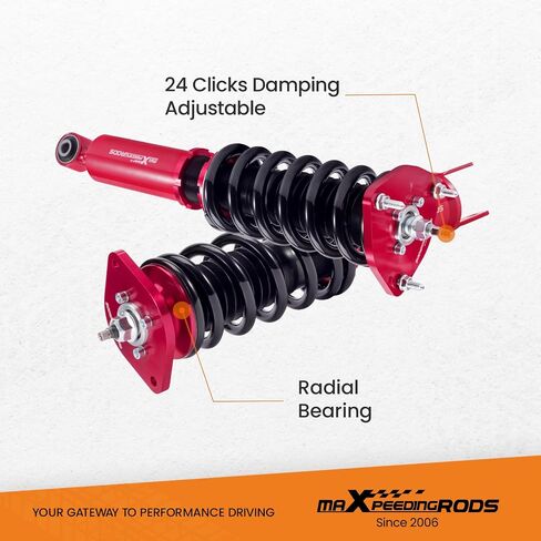 maXpeedingrods Coilovers for Nissan 370Z RWD 2009-2020, for Infiniti G37 RWD 2008-2015, 24 Levels Damper Adjustable Coilovers Suspension Kit, Height Adjustable Shock Absorber Strut, Lowering Kit, Red in Saudi Arabia