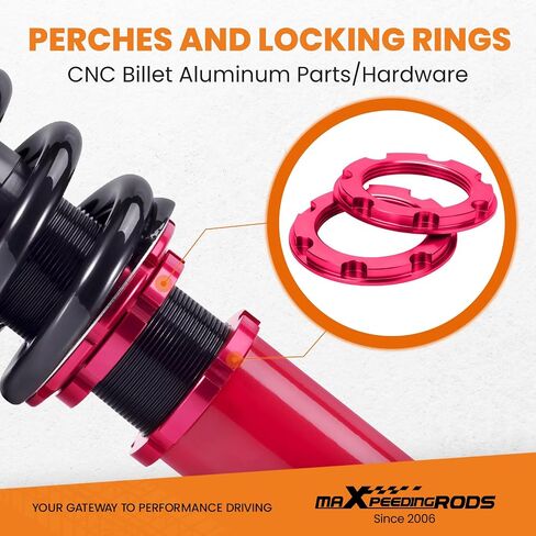 maXpeedingrods Coilovers for Nissan 370Z RWD 2009-2020, for Infiniti G37 RWD 2008-2015, 24 Levels Damper Adjustable Coilovers Suspension Kit, Height Adjustable Shock Absorber Strut, Lowering Kit, Red in Saudi Arabia