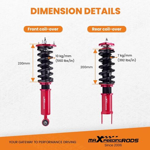 maXpeedingrods Coilovers for Nissan 370Z RWD 2009-2020, for Infiniti G37 RWD 2008-2015, 24 Levels Damper Adjustable Coilovers Suspension Kit, Height Adjustable Shock Absorber Strut, Lowering Kit, Red in Saudi Arabia