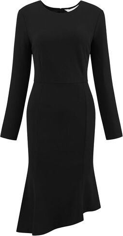Women's Ruffle Dress Work Long Sleeve Formal Dress in Saudi Arabia