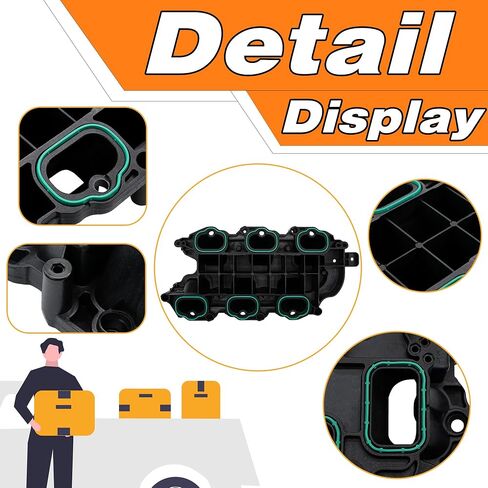 Engine Lower Intake Manifold with Gasket Compatible with 2011-2018 Jeep Grand Cherokee Wrangler Dodge Journey Grand Caravan Charger Chrysler Town & Country Ram 1500 V6 3.6L, Replaces# 05184199AF in Saudi Arabia