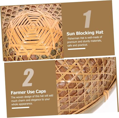 Luxshiny Vintage Vietnamese Style Bamboo Hat Brim Straw Sun Hat for Garden Travel Photography in Kuwait