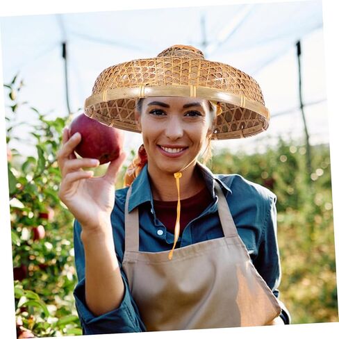 Luxshiny Vintage Vietnamese Style Bamboo Hat Brim Straw Sun Hat for Garden Travel Photography in Kuwait