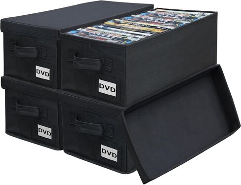 DVD Storage Boxes - 6 Pack DVD Case Holder Organize - 15.7" x 7.9" x 5.7", Holds 150 Full Case DVDs | 300 DVDs Slim Discs, Desktop or Closet DVD Organizer Can Store Blu-ray | Game | Movie in Saudi Arabia