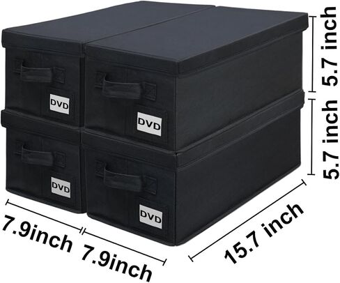 DVD Storage Boxes - 6 Pack DVD Case Holder Organize - 15.7" x 7.9" x 5.7", Holds 150 Full Case DVDs | 300 DVDs Slim Discs, Desktop or Closet DVD Organizer Can Store Blu-ray | Game | Movie in Saudi Arabia