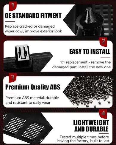 Oklpf Wiper Cowl Panel Panel متوافق مع 2017 2018 2018 2020 2021 2022 Ford F250 F350 F450 F550 Super Duty ، Left and Rithershield Wiper Cowl Plane in Saudi Arabia