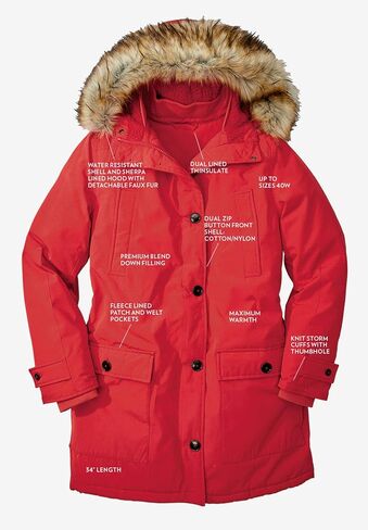 Woman Within Plus Size Arctic Parka Jacket & Hood 34" Long Down Blend Winter Coat in Saudi Arabia