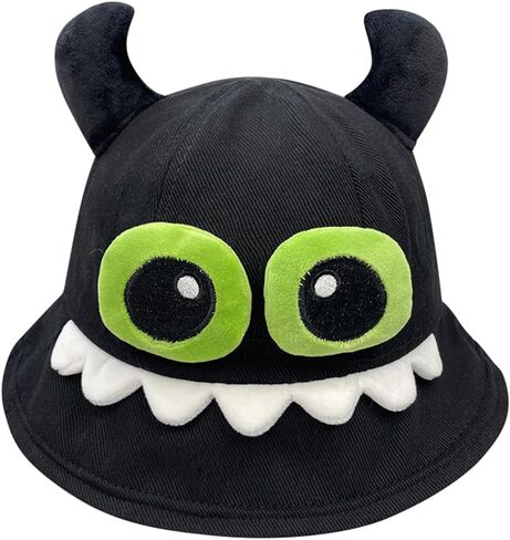Novelty Bucket Hat Horns Crazy Funny Party Halloween Costume Women Teen Girl Boy in Kuwait