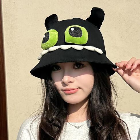 Novelty Bucket Hat Horns Crazy Funny Party Halloween Costume Women Teen Girl Boy in Kuwait