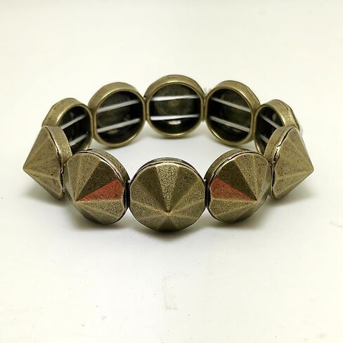 Conus Spikes Stretch Bracelet,Hip Hop Party Bangle Elastic,Metal Punk Jewelry for Women,Fashion Boho Style Bracelets 19mm Discs Metal Alloy Neon Colors in Kuwait