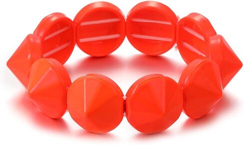 Conus Spikes Stretch Bracelet,Hip Hop Party Bangle Elastic,Metal Punk Jewelry for Women,Fashion Boho Style Bracelets 19mm Discs Metal Alloy Neon Colors in Kuwait