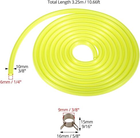 QWORK 10 Ft Fuel Line Hose with 20 Hose Clamps, 1/4" ID x 3/8" OD Gas Fuel Line Hose Tubing for Small Engines, Oil & Gas Resistant, Airtight Sea in Saudi Arabia
