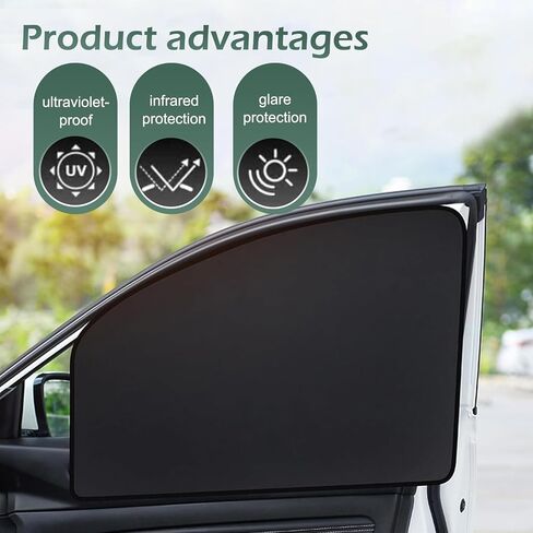 4 PCS Car Window Sun Shades, Light Block Privacy Curtains, Side Window Sun Thermal Protection Cover, Universal Car Interior Accessories for Truck SUV (Black) in Saudi Arabia