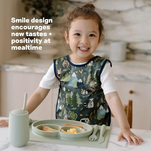 ezpz Happy Mat (Blush) New Version - 100% Silicone Suction Plate with Built-in Placemat for Toddlers + Preschoolers - Divided Plate - Dishwasher Safe - 24 Months+ in Kuwait