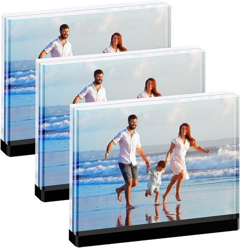 4×6 acrylic photo frame(3 Pack) -Double Sided 20 mm clear picture frame| Magnetic Standing Modern Design for Stereoscopic Displays, Desk Decor &Perfect Memories Gifts in Saudi Arabia