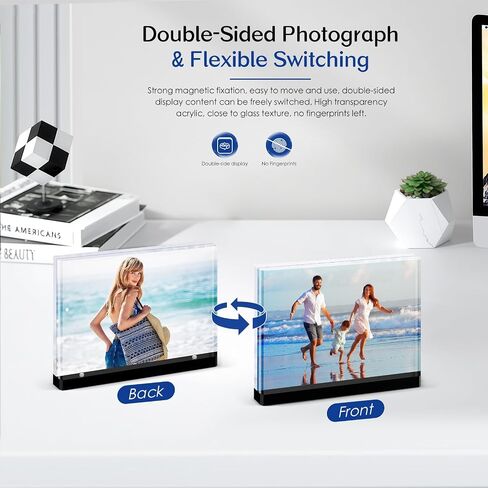 4×6 acrylic photo frame(3 Pack) -Double Sided 20 mm clear picture frame| Magnetic Standing Modern Design for Stereoscopic Displays, Desk Decor &Perfect Memories Gifts in Saudi Arabia
