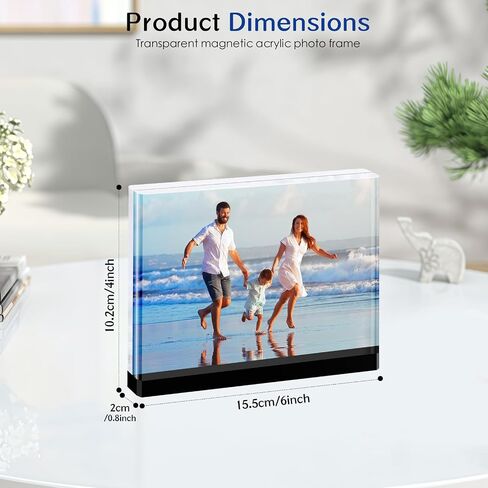 4×6 acrylic photo frame(3 Pack) -Double Sided 20 mm clear picture frame| Magnetic Standing Modern Design for Stereoscopic Displays, Desk Decor &Perfect Memories Gifts in Saudi Arabia