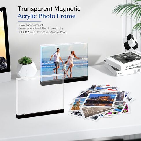 4×6 acrylic photo frame(3 Pack) -Double Sided 20 mm clear picture frame| Magnetic Standing Modern Design for Stereoscopic Displays, Desk Decor &Perfect Memories Gifts in Saudi Arabia