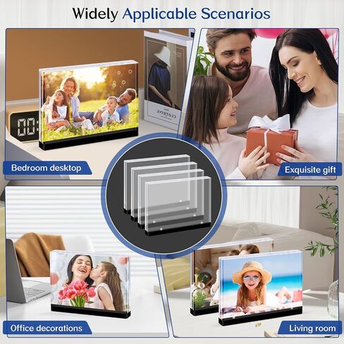 4×6 acrylic photo frame(3 Pack) -Double Sided 20 mm clear picture frame| Magnetic Standing Modern Design for Stereoscopic Displays, Desk Decor &Perfect Memories Gifts in Saudi Arabia