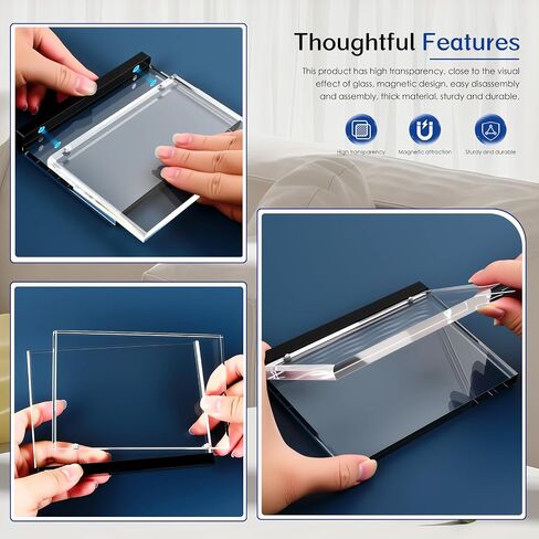 4×6 acrylic photo frame(3 Pack) -Double Sided 20 mm clear picture frame| Magnetic Standing Modern Design for Stereoscopic Displays, Desk Decor &Perfect Memories Gifts in Saudi Arabia