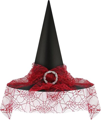 Halloween Witch Hat, Witch Hats for Women Costume Accessory, Halloween Party Adult Cosplay Veil Wizard Hat in Saudi Arabia