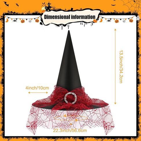 Halloween Witch Hat, Witch Hats for Women Costume Accessory, Halloween Party Adult Cosplay Veil Wizard Hat in Saudi Arabia