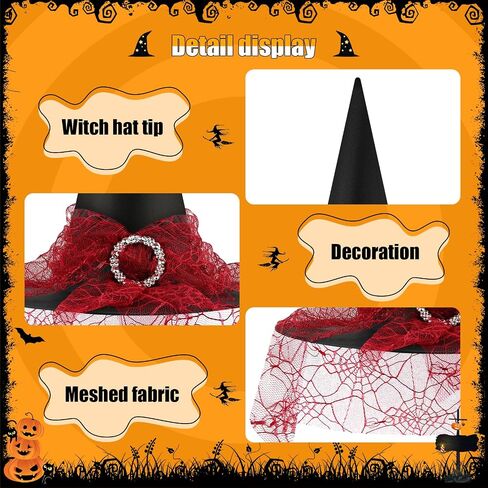 Halloween Witch Hat, Witch Hats for Women Costume Accessory, Halloween Party Adult Cosplay Veil Wizard Hat in Saudi Arabia