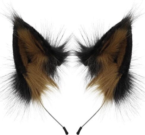 HAOAN Animal Faux Fur Fox Wolf Ear Headband Furry Handmade Hairband Headwear Costume Cosplay Accessories in Kuwait