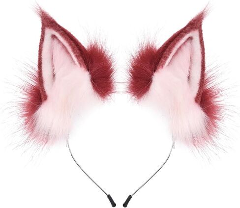 HAOAN Animal Faux Fur Fox Wolf Ear Headband Furry Handmade Hairband Headwear Costume Cosplay Accessories in Kuwait