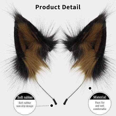 HAOAN Animal Faux Fur Fox Wolf Ear Headband Furry Handmade Hairband Headwear Costume Cosplay Accessories in Kuwait