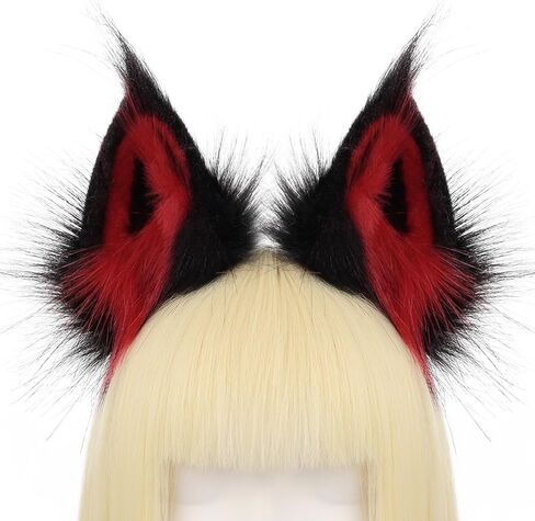 HAOAN Animal Faux Fur Fox Wolf Ear Headband Furry Handmade Hairband Headwear Costume Cosplay Accessories in Kuwait