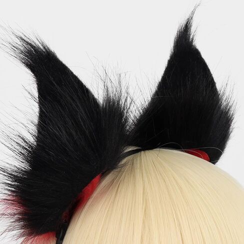HAOAN Animal Faux Fur Fox Wolf Ear Headband Furry Handmade Hairband Headwear Costume Cosplay Accessories in Kuwait