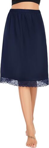 Lovasy Slip Skirt for Women Long Satin Half Slips Lace Underskirt Anti-Static Skirt for Under Dresses S-3XL in Saudi Arabia