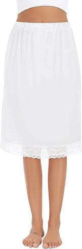 Lovasy Slip Skirt for Women Long Satin Half Slips Lace Underskirt Anti-Static Skirt for Under Dresses S-3XL in Saudi Arabia