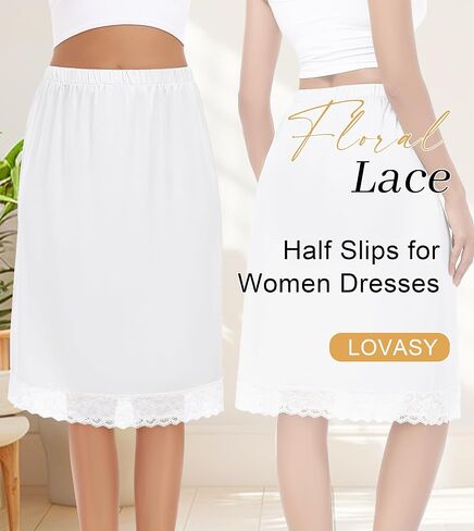 Lovasy Slip Skirt for Women Long Satin Half Slips Lace Underskirt Anti-Static Skirt for Under Dresses S-3XL in Saudi Arabia