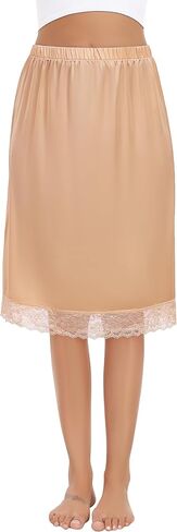 Lovasy Slip Skirt for Women Long Satin Half Slips Lace Underskirt Meairt anti-Static Skirt for Under Dresses S-3XL in Kuwait