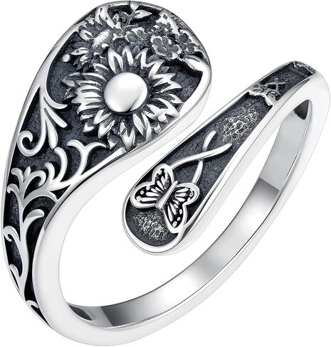 Vintage Adjustable Thumb Rings 925 Sterling Silver Sunflower/Red Cardinal/Butterfly/Turtle/Skull Ring Jewelrry for Women Men in Kuwait